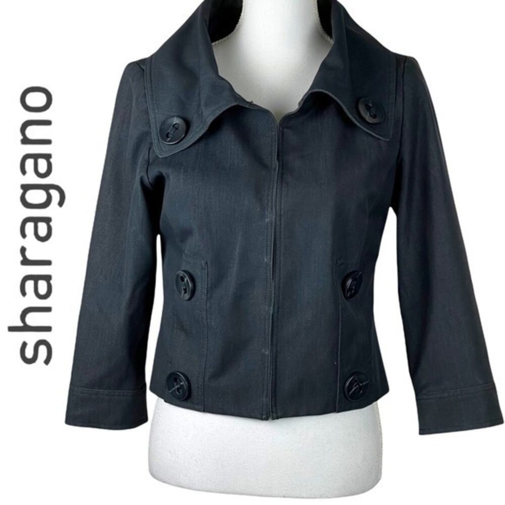 Sharagano Black Cropped Button-Accent Jacket - Picture 1 of 8